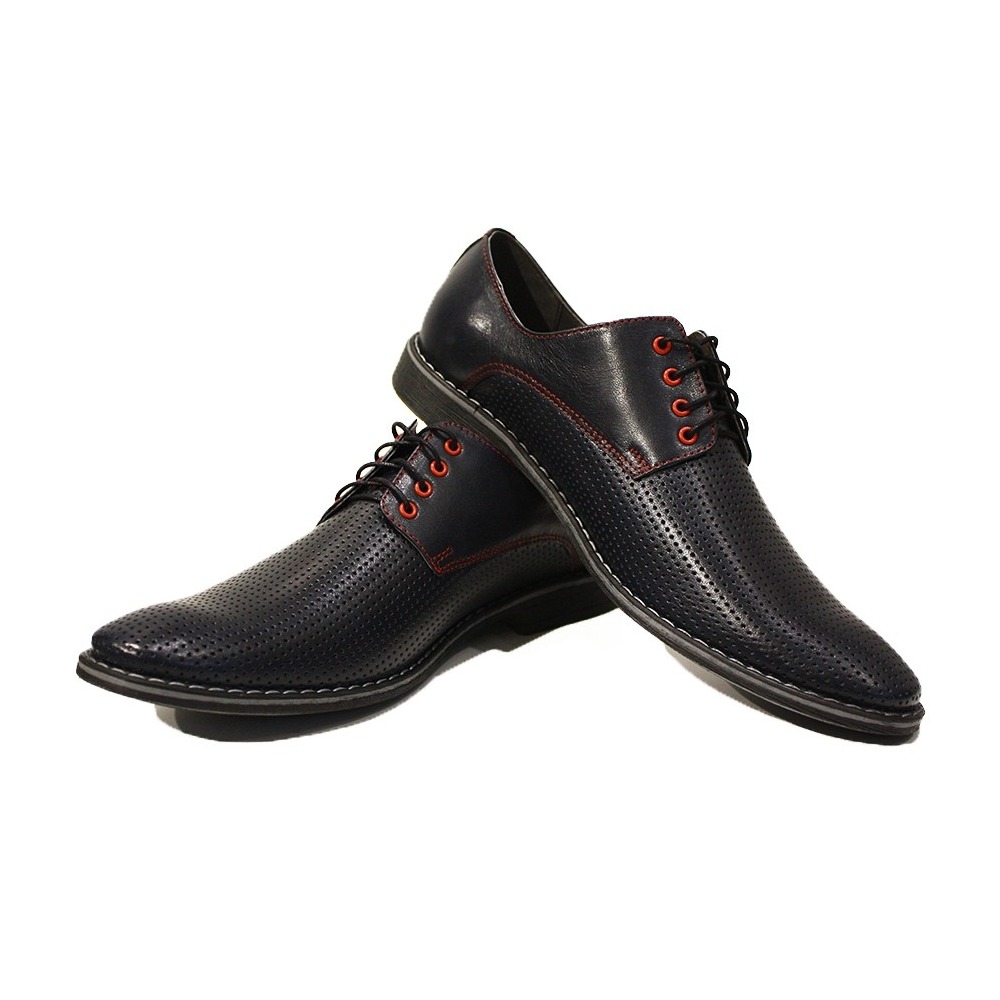 Pre-owned Peppeshoes Modello Giacinto - Handmade Italian Black Oxfords Dress Shoes - Cowhide Embossed