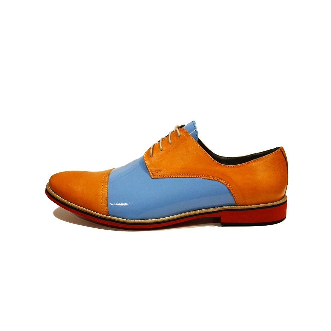 Modello Vito - Orange Lace-Up Oxfords Dress Shoes - Cowhide Patent Leather