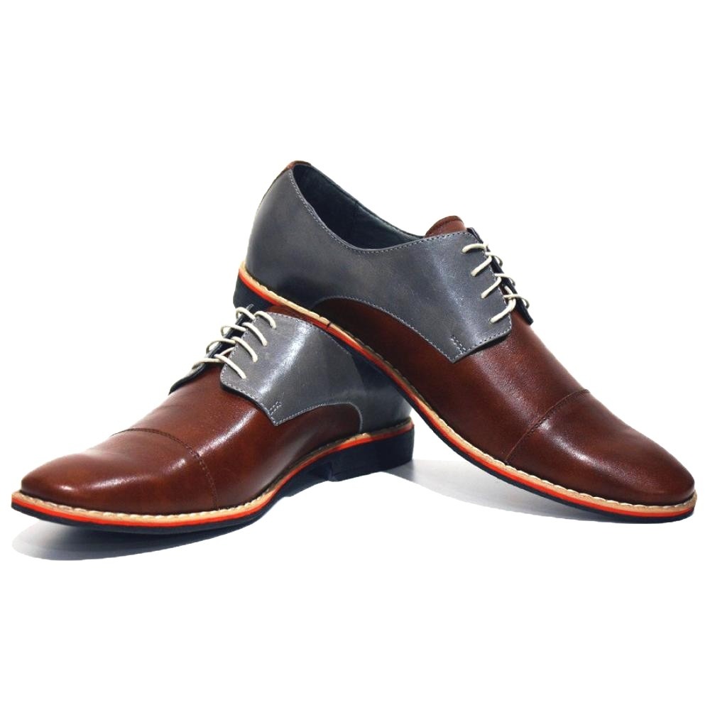 Modello Soprano - Brown Lace-Up Oxfords Dress Shoes - Cowhide Smooth ...