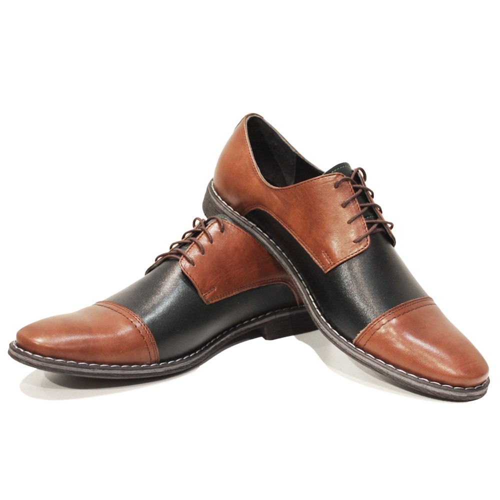 Pre-owned Peppeshoes Modello Kano - Handmade Italian Brown Oxfords Dress Shoes - Cowhide Smooth Leath