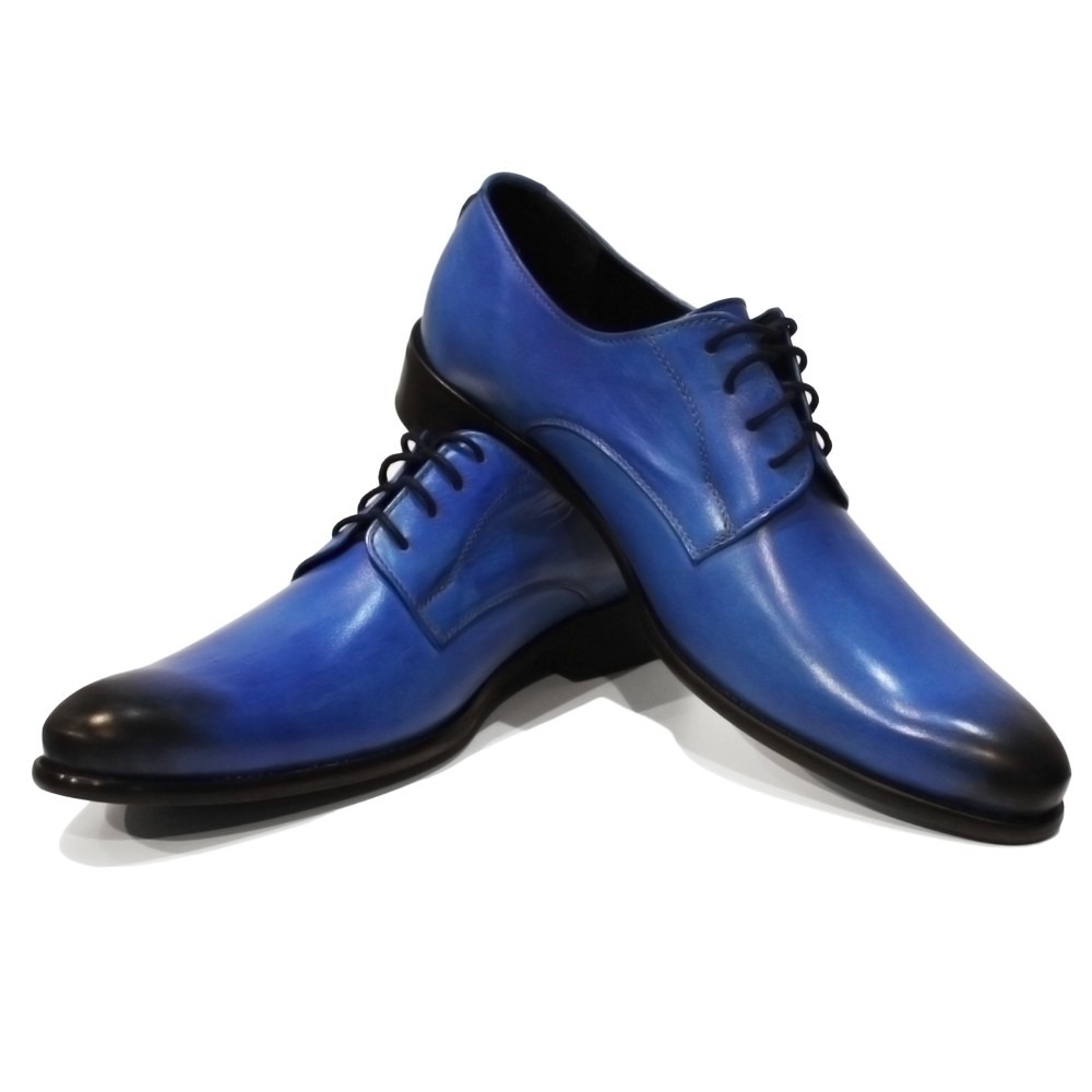 Warmte bal De waarheid vertellen Modello Blito - Blauw Lace-Up Oxfords geklede schoenen - Koeienhuid  Handgeschilderd leder