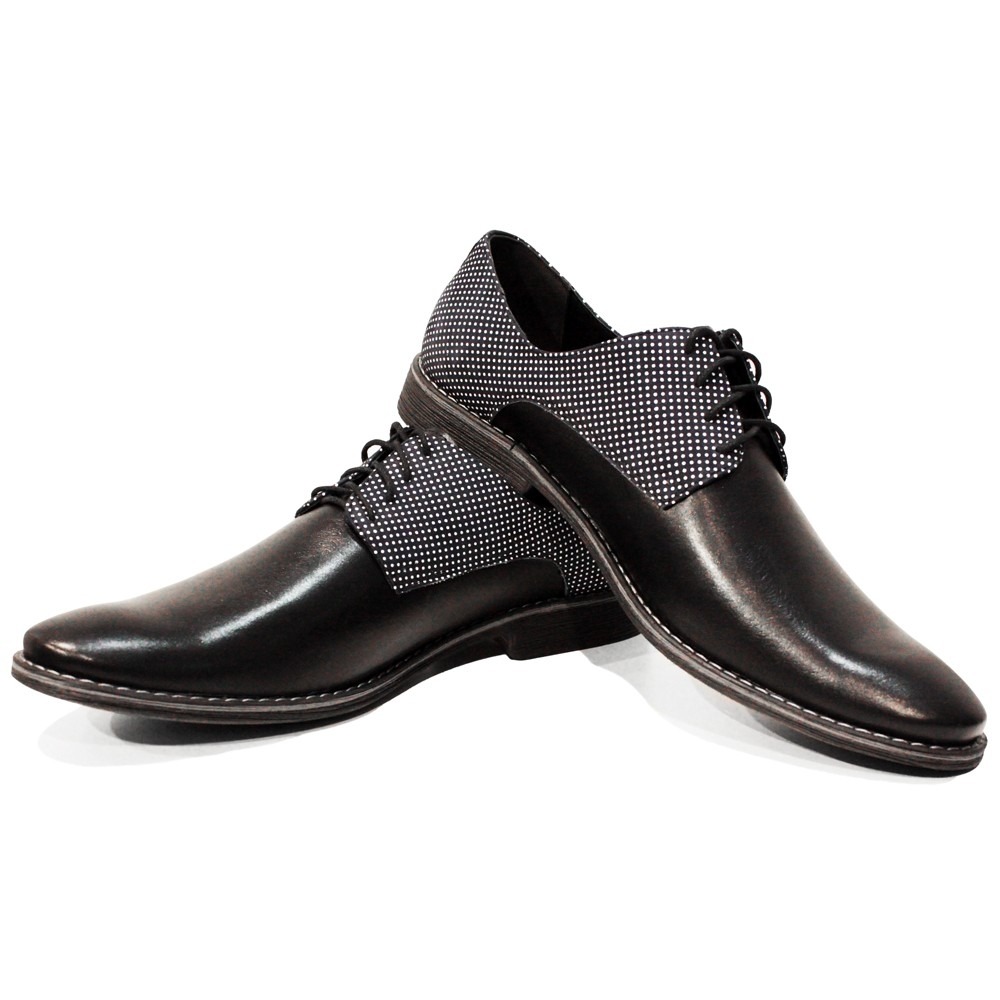Pre-owned Peppeshoes Modello Pinero - Handmade Italian Black Oxfords Dress Shoes - Cowhide Smooth Lea