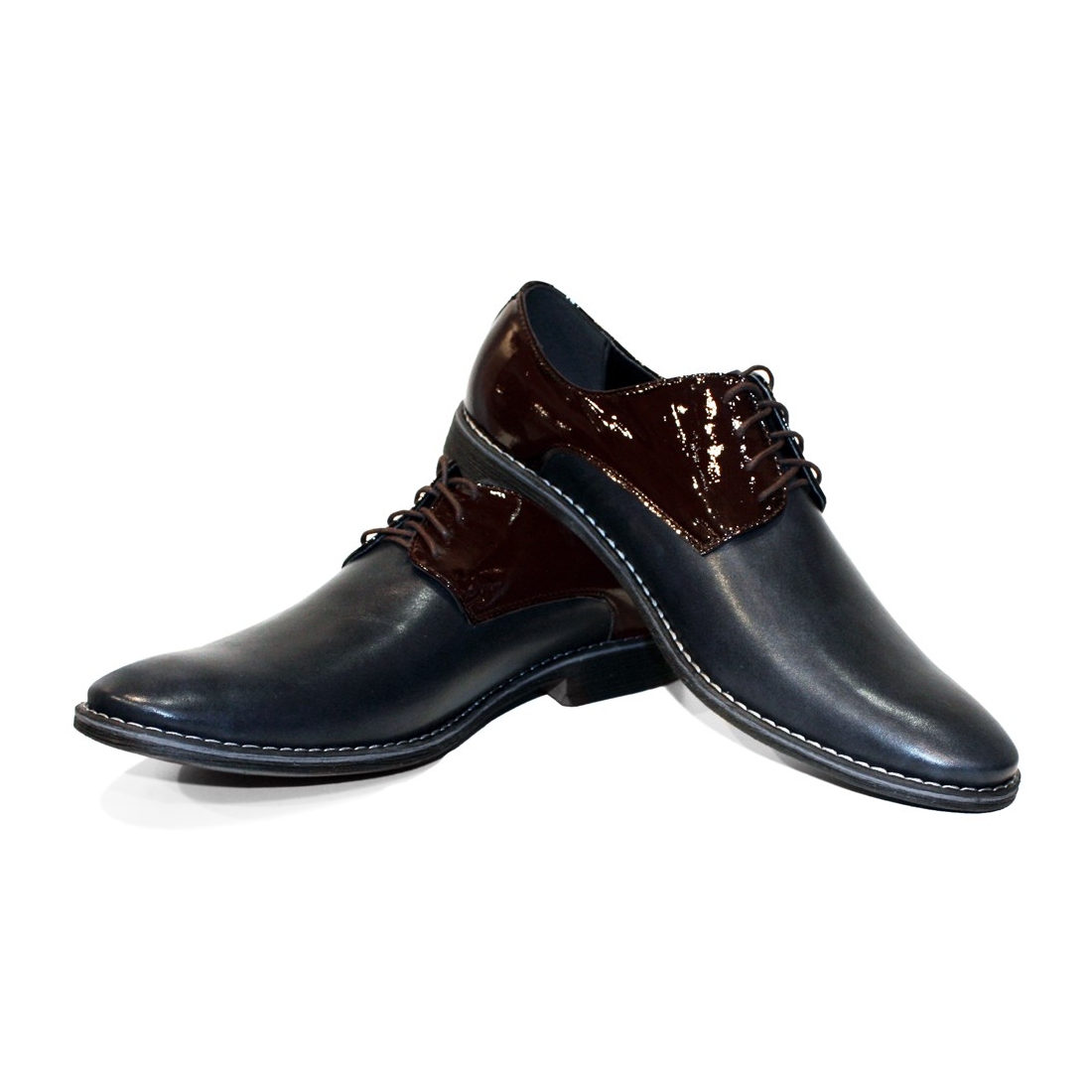 Modello Burono - Navy Blue Lace-Up Oxfords Dress Shoes - Cowhide Smooth ...