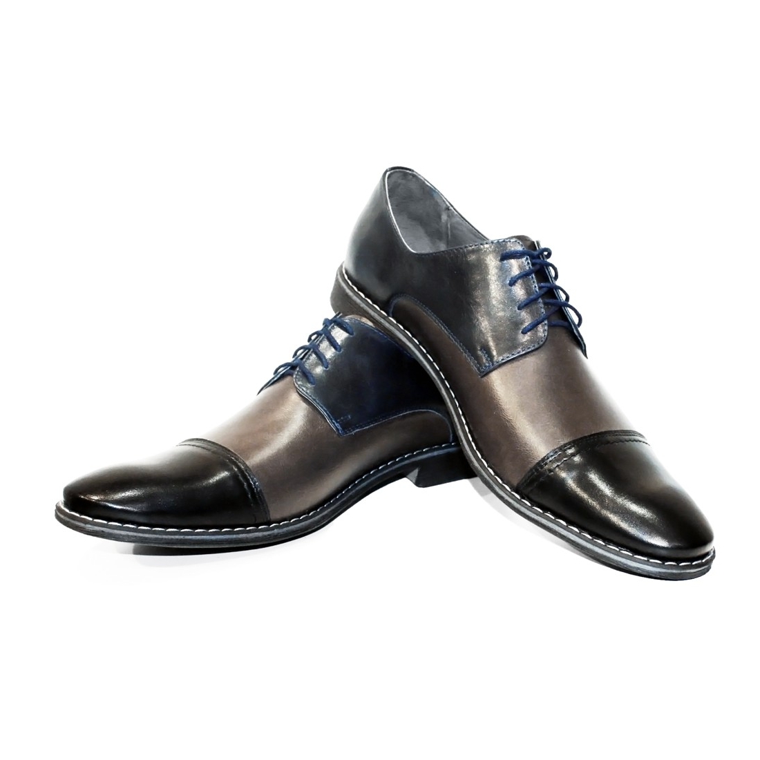 Modello Masorro - Gray Lace-Up Oxfords Dress Shoes - Cowhide Smooth Leather
