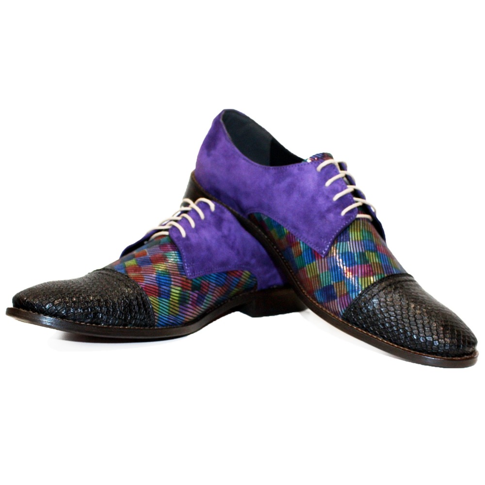 Pre-owned Peppeshoes Modello Osklivello - Handmade Italian Colourful Oxfords Dress Shoes - Cowhide Smo