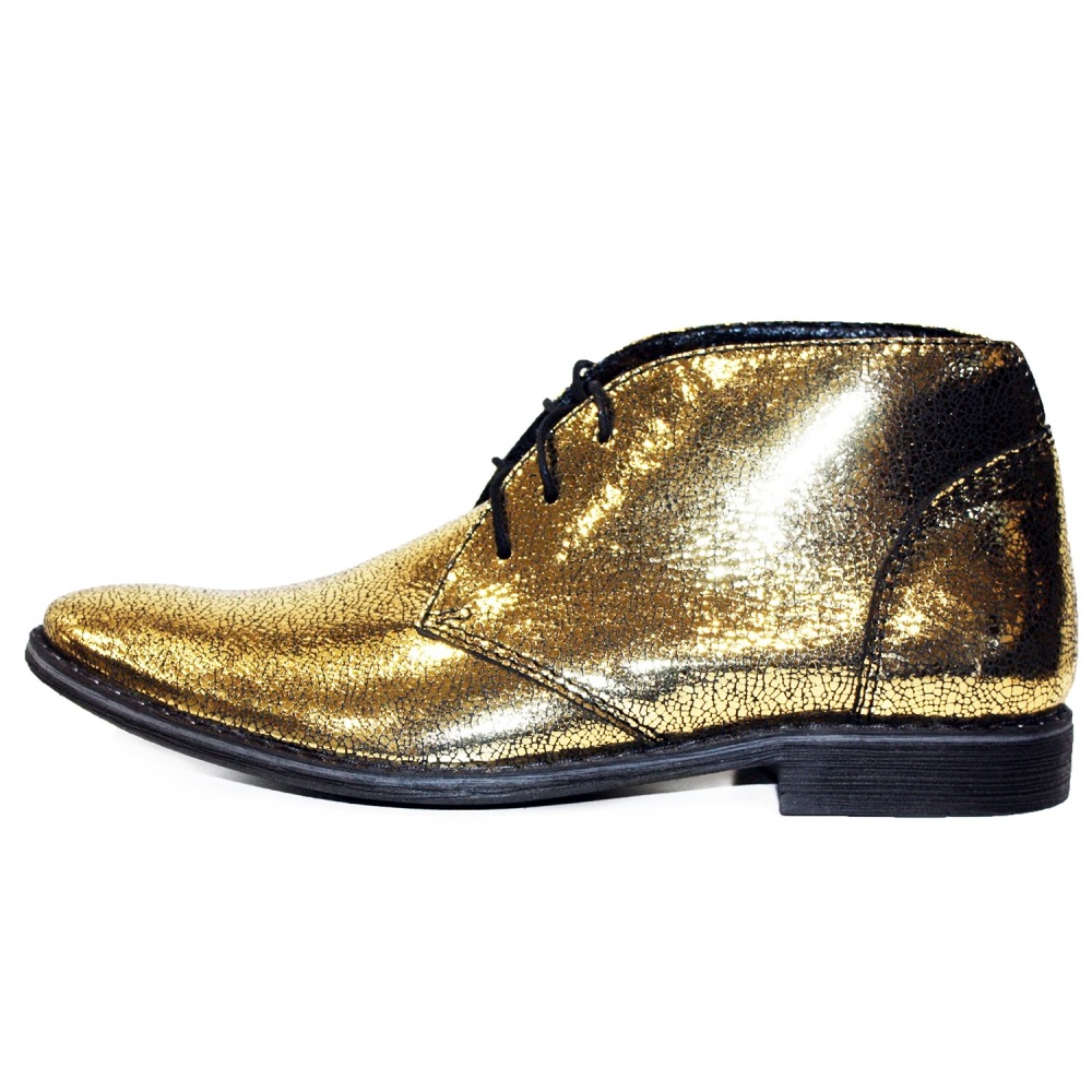 Gold Men's Ankle Chukka Boots - Handmade Italian Leather Colorful Shoes - Modello di Diorro - PeppeShoes